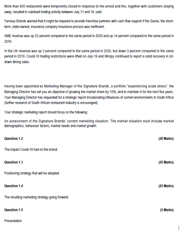 year Famous Brands, Africa's largest branded food services franchisor, warned on Friday