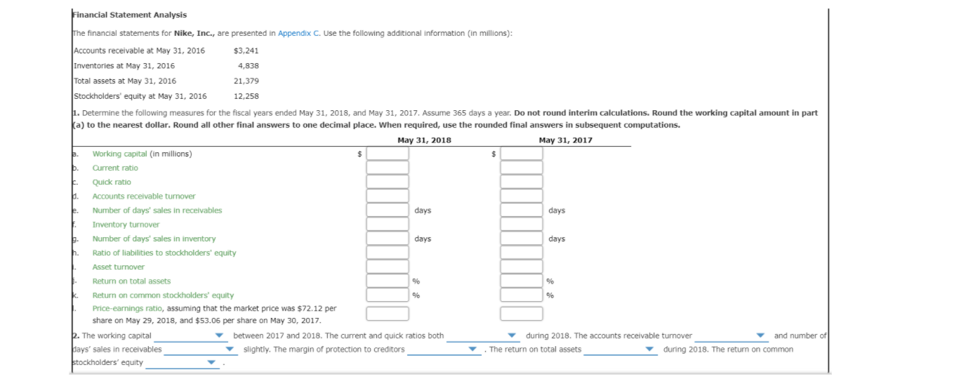  Please show all work thank you! Financial Statement Analysis . E.