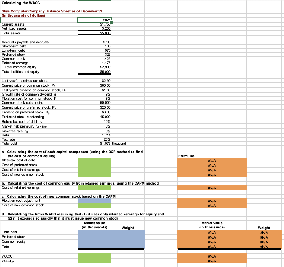 56b18.xlsx equity. After-tax cost of debt: (3) \& Cost of preferred stock: