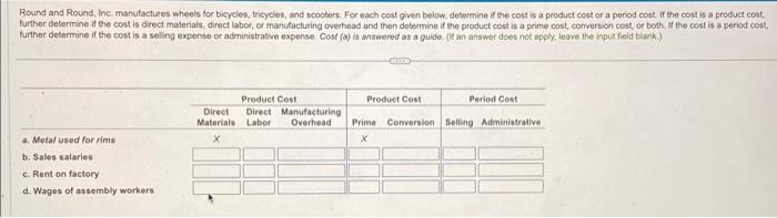 and scooters. For each cost given below, determine if the cost is