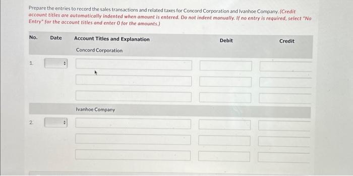 you encounter the following situations pertaining to cash sales. 1. Concord Corporation