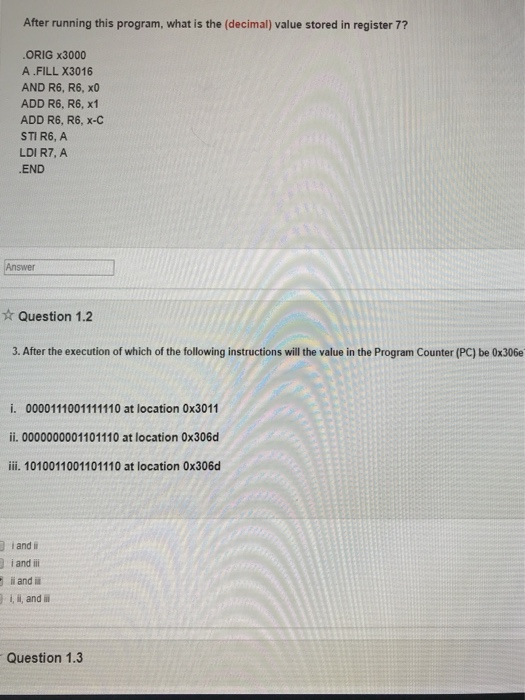  After running this program, what is the (decimal) value stored in