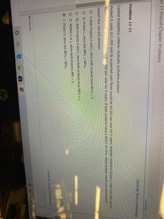  er 11 End-of-Chapter Problems Question 2 of 4 Check My Work