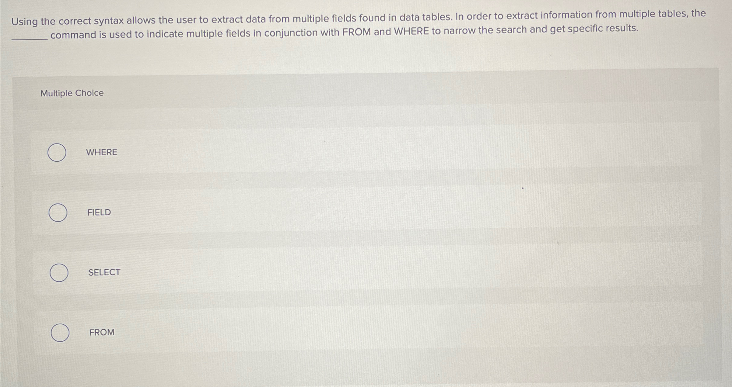  Using the correct syntax allows the user to extract data from