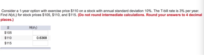  Consider a 1-year option with exercise price $110 on a stock