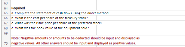 cash flows using the direct method. b. What is the cost per