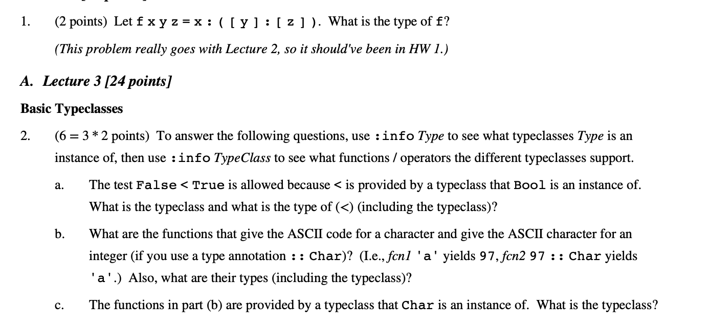 Haskell Programming - Code Do it in Haskell GHCI 1. (2 points)