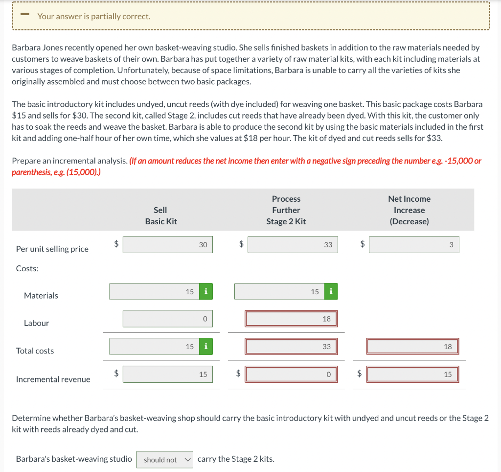  Your answer is partially correct. Barbara Jones recently opened her own