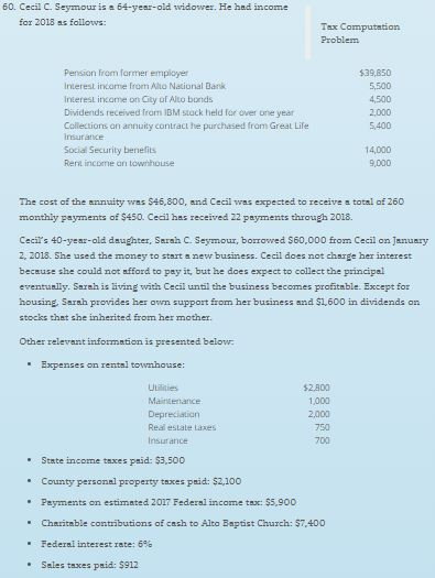  fill out a 1040 form for the person about. include all