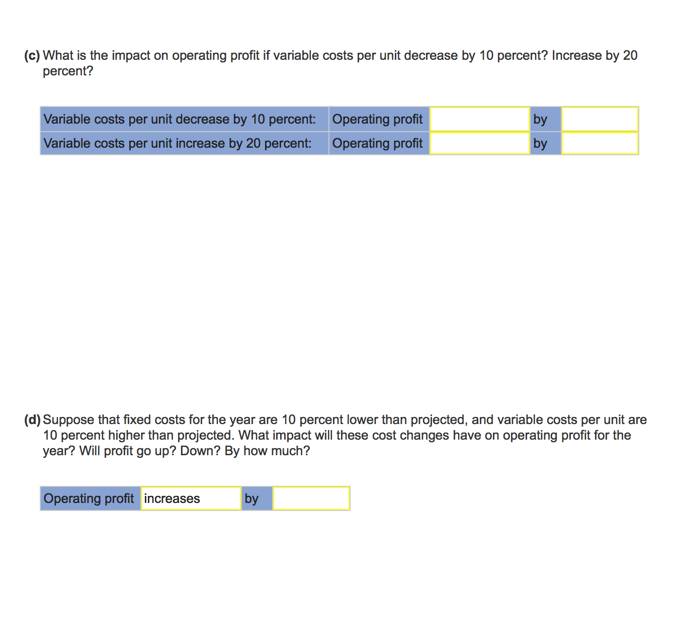 a new energy snack with the following price and cost characteristics: $