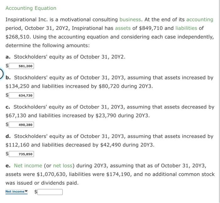 increase or decrease in stockholders' equity during the year. Prepare balance sheets