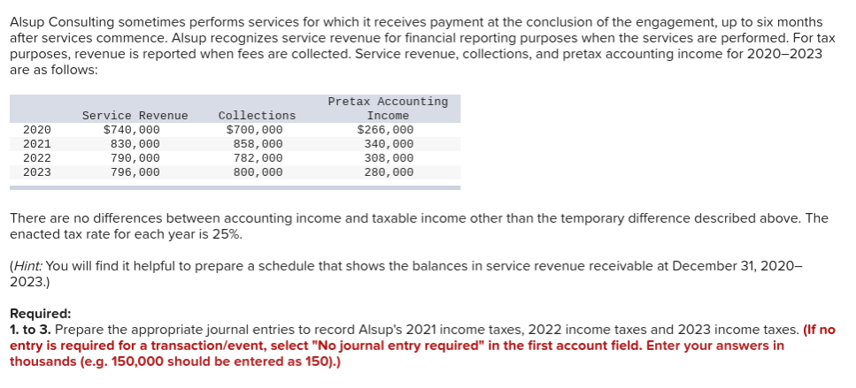  Alsup Consulting sometimes performs services for which it receives payment at
