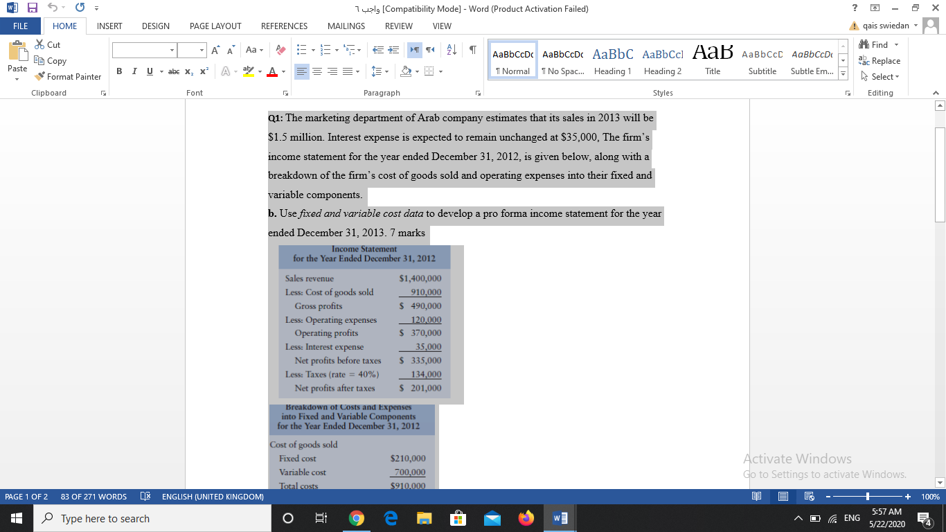  w] 5 ? 5 Tuolo [Compatibility Mode] - Word (Product Activation