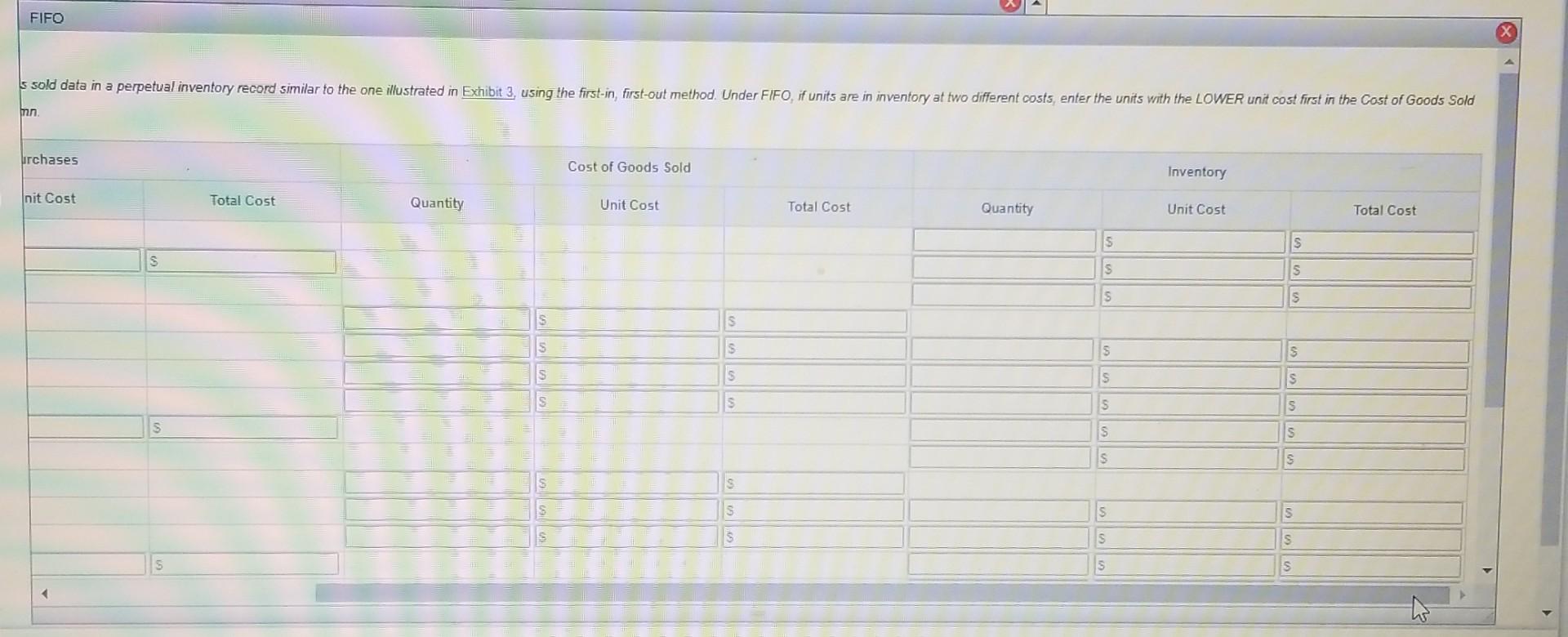 cost of goods sold data in a perpetual inventory record smilar to
