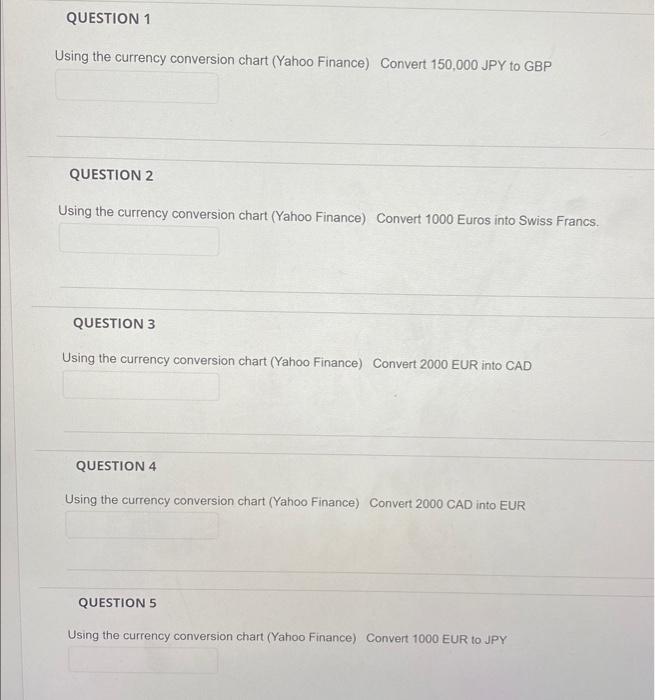 pls use chart given thanks Using the currency conversion chart (Yahoo Finance)