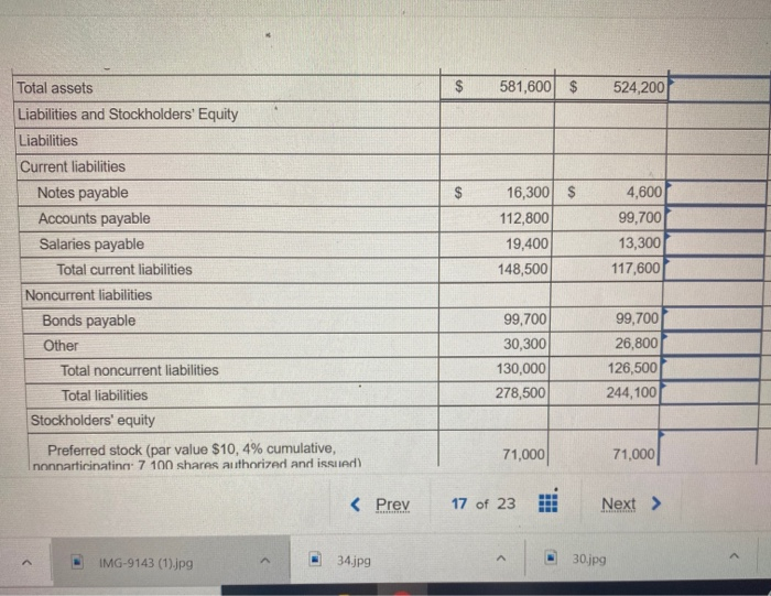 entering your answers in the tabs below. Analysis Bal Sheet Analysis Inc