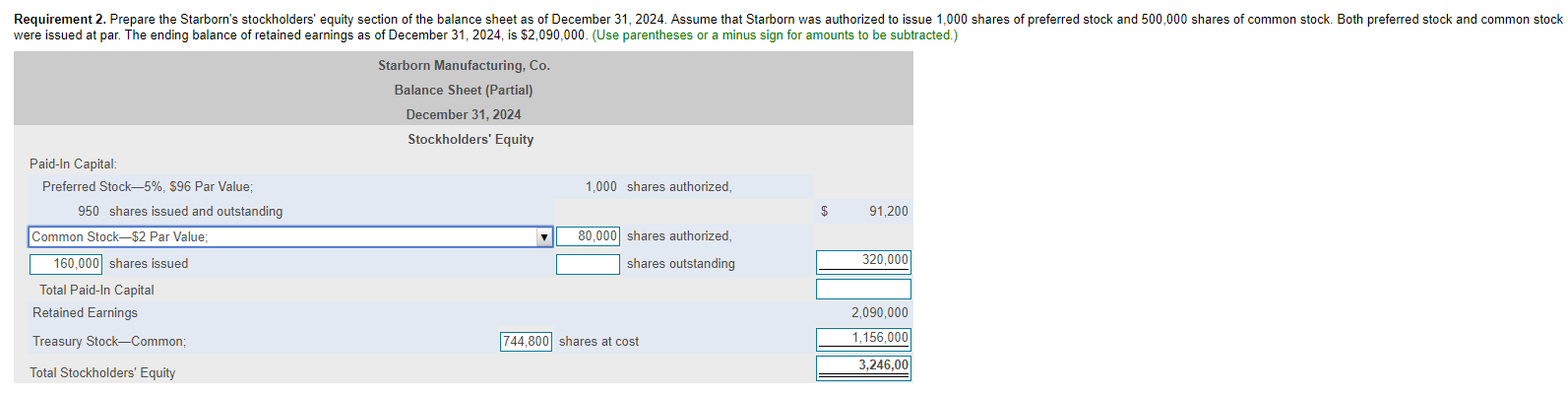 Feb. 15: Paid the cash dividends. Jun. 10: Split common stock 2-for-1.