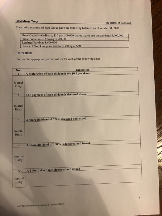  Question Two 120 Marks) (4 marks each) The equity accounts of