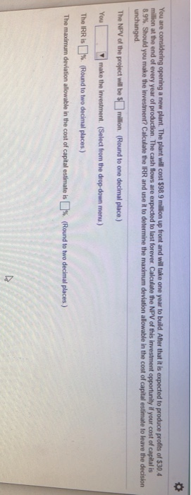 of every year a production. The cash flow are expected to last