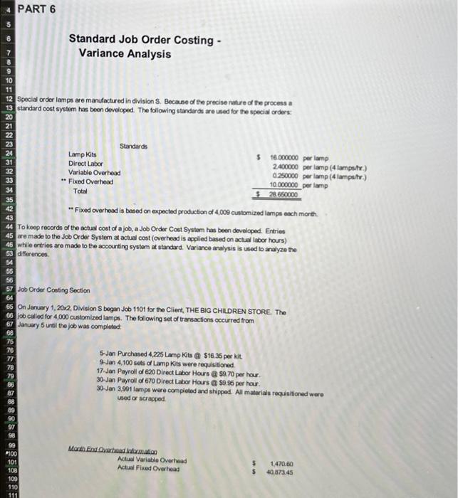 to manufacture one lamp are: Expected increases for 2002 When calculaing projected