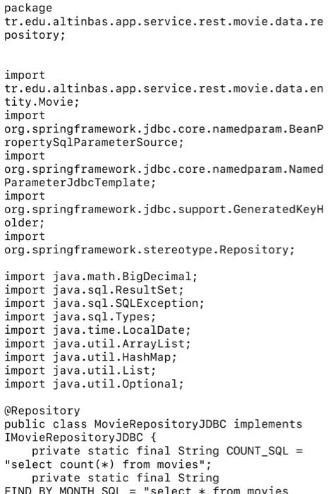 org.csystem.util.data.repository.ICrudReposito ry; public interface IDirectorRepositoryJDBC extends ICrudRepository>{ Iterable findAllDetail(); Iterable findDetailByMovieId(long movieId);