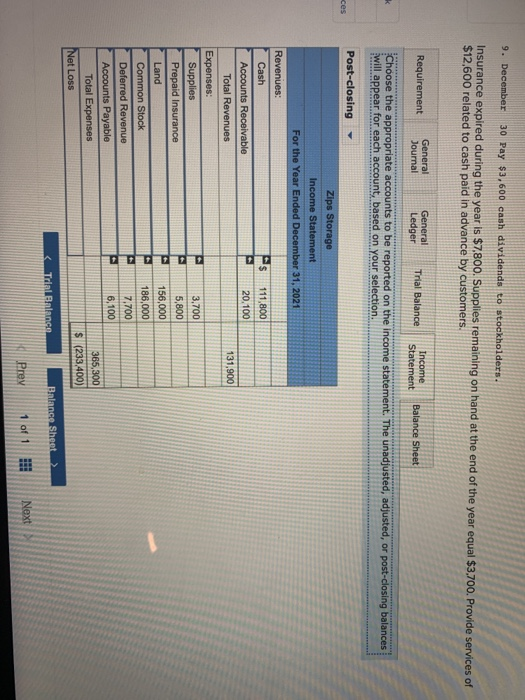 Dolce Values from the General Ledger tab flows through to the Trial