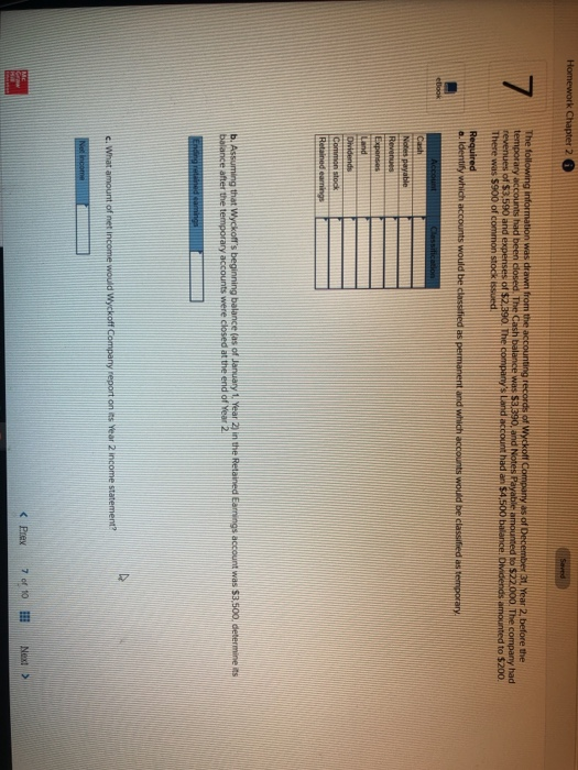 2 accounting period with $7,000 cash, 55,000 of common stock, and $2,000