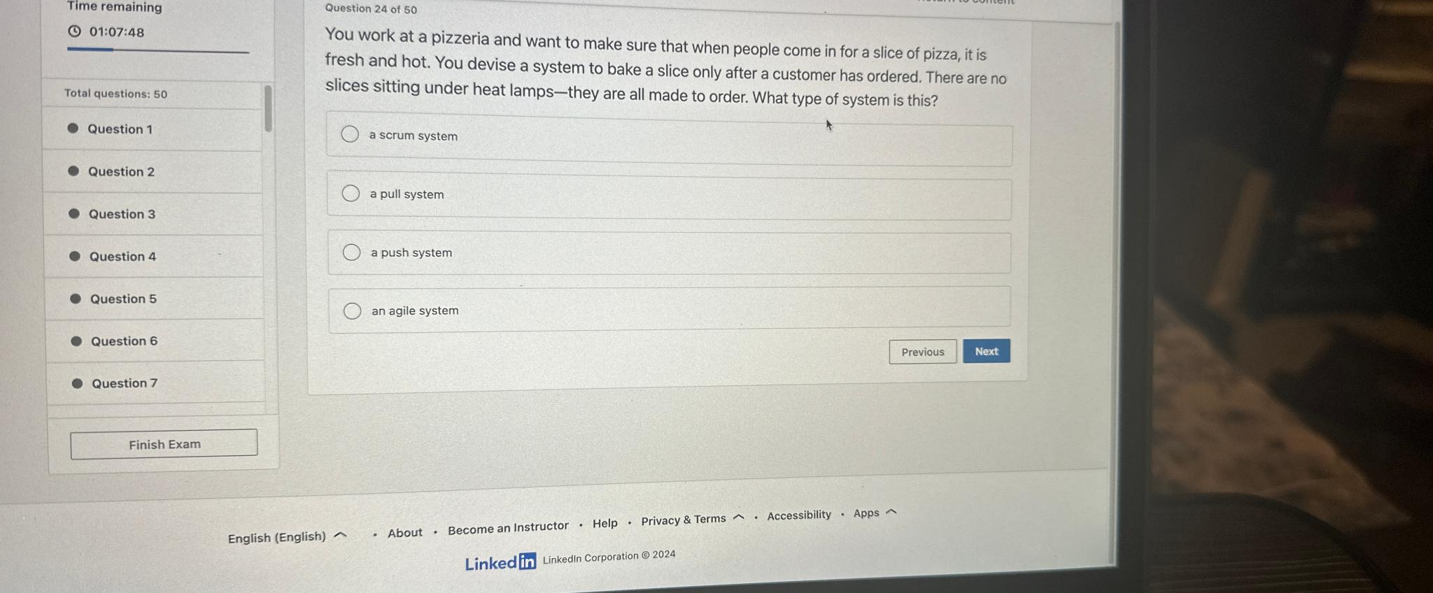  Time remaining 01:07:48 Total questions: 50 Question 1 Question 2 Question