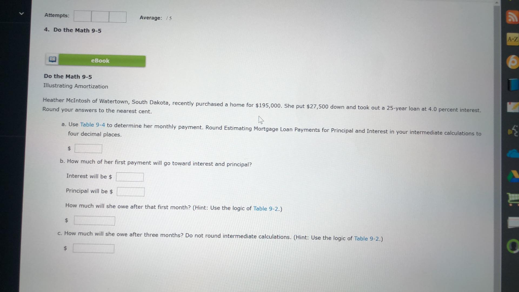  Attempts: Average: 5 4. Do the Math 9-5 eBook Do the