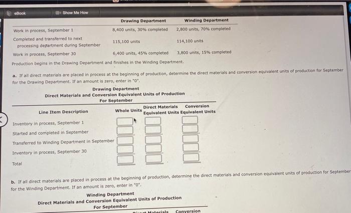  for the Drawing Department. If an amount is zero, enter in