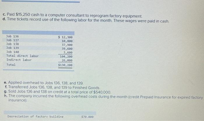 job order costing LO P1, P2, P3 [The following information applies to