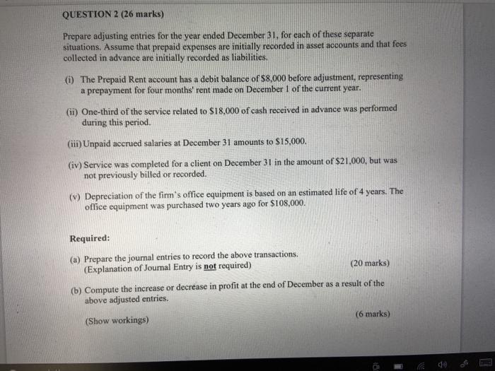help!!! i need to sbmit the assignment in30minutes!!! QUESTION 2 (26 marks)