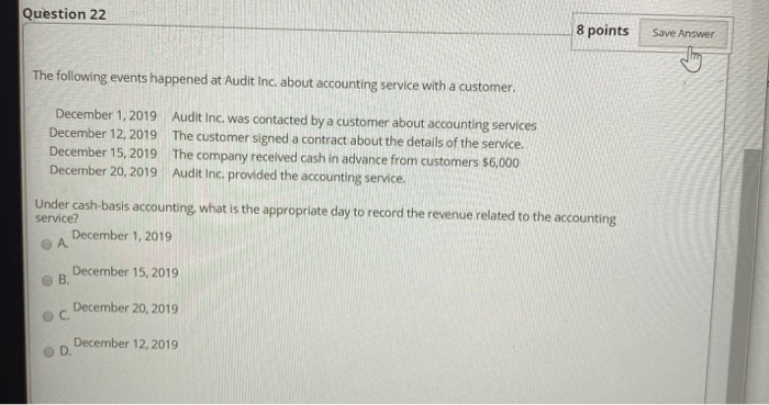 Audit Inc. about accounting service with a customer. March 5, 2019 Audit