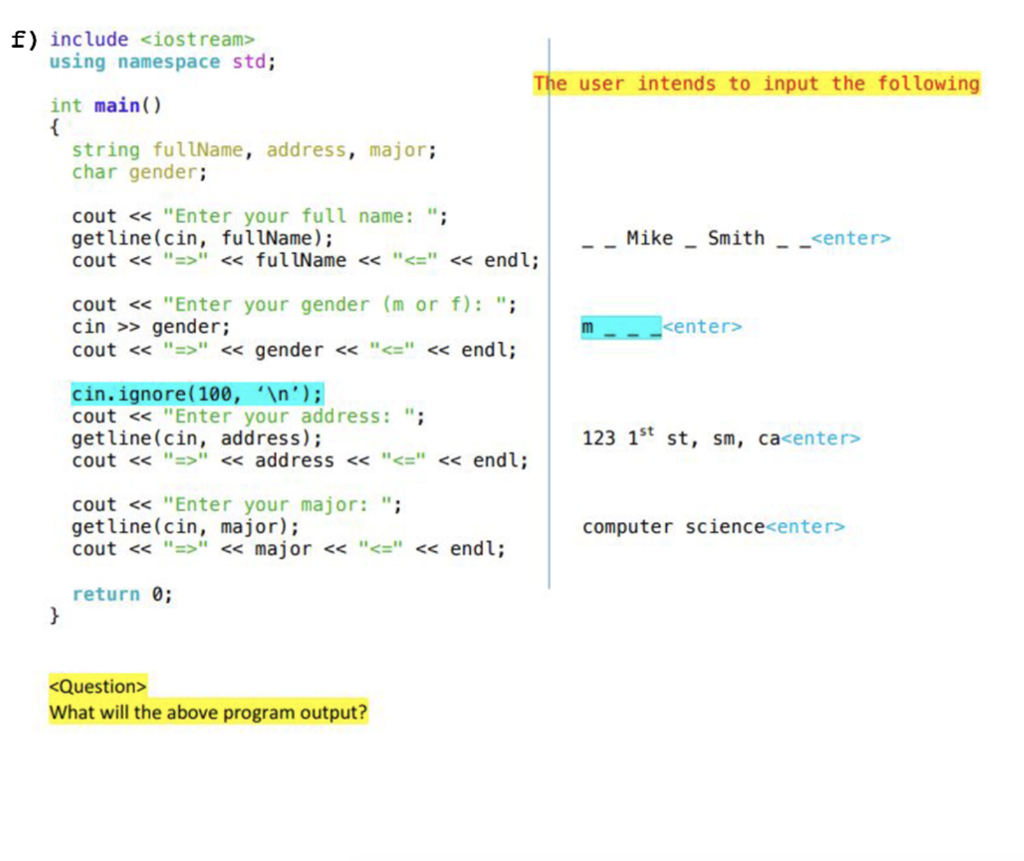 meant to represent spaces. Here is the problem given: a) include using