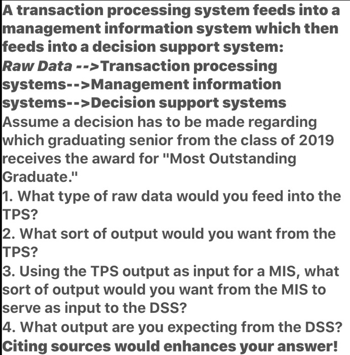 This is it A transaction processing system feeds into a management information