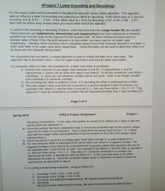 Project 7 Description ) Using command line arguments for an input file