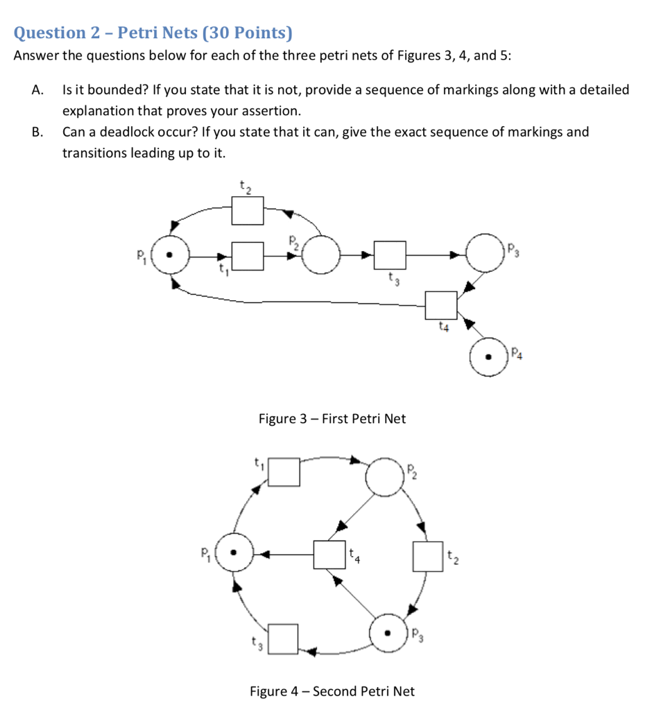  Question 2 - Petri Nets (30 Points) Answer the questions below