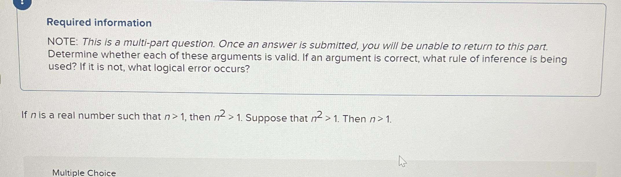  Required information NOTE: This is a multi-part question. Once an answer