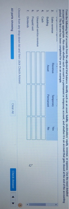  each account is a permanent or temporary account, and whether it