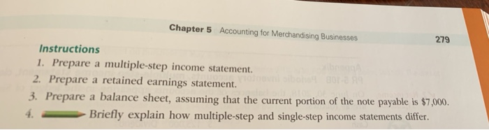5-5B Multiple-step income statement and balance sheet e: for the fiscal year