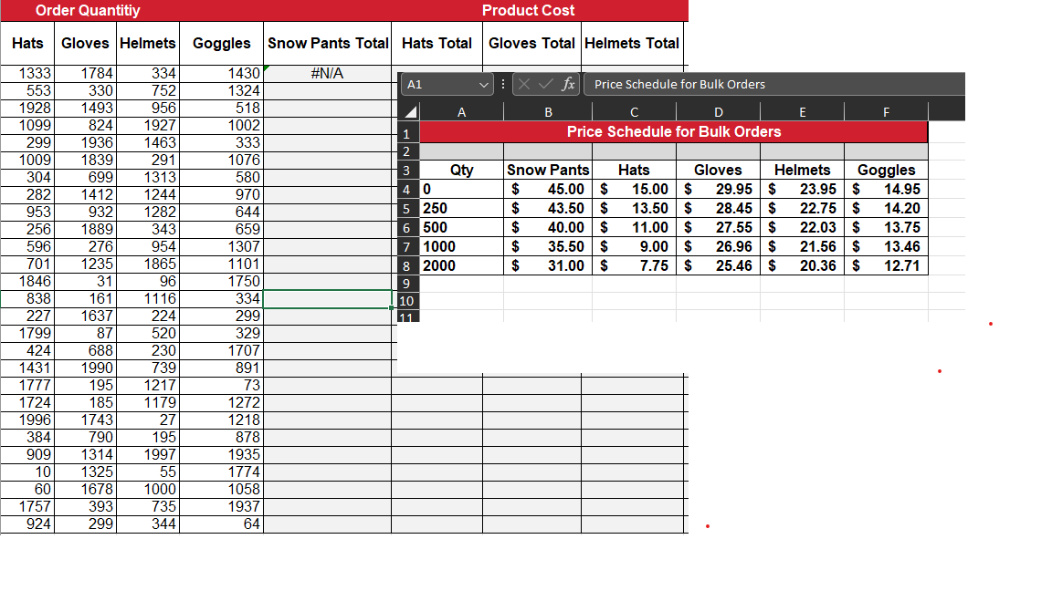 how do i calculate the total for now pants using vlookup or