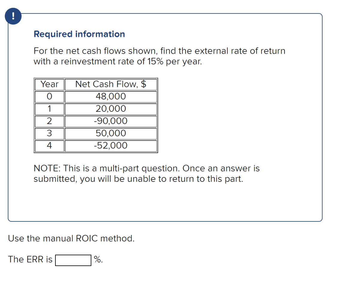  ! Required information For the net cash flows shown, find the