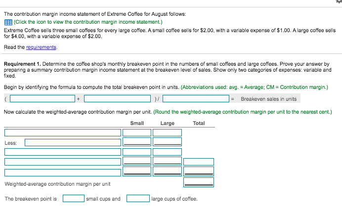 100,000 Less variable expenses: Cost of goods sold $ 36,000 Marketing expense