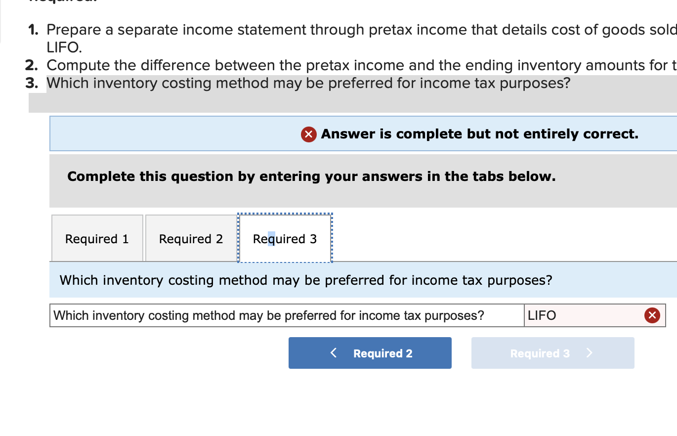 the difference between the pretax income and the ending inventory amounts for