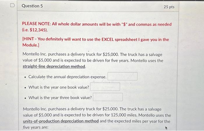  PLEASE NOTE: All whole dollar amounts will be with "\$" and