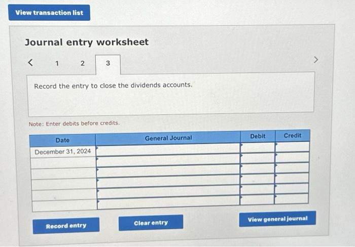 balance for Birdie Company at December 31, 2024 is presented below: Prepare