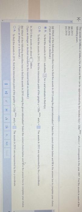  lollowing yoars (a) 2013 (b) 2016 (c) 2011 (Type an integer