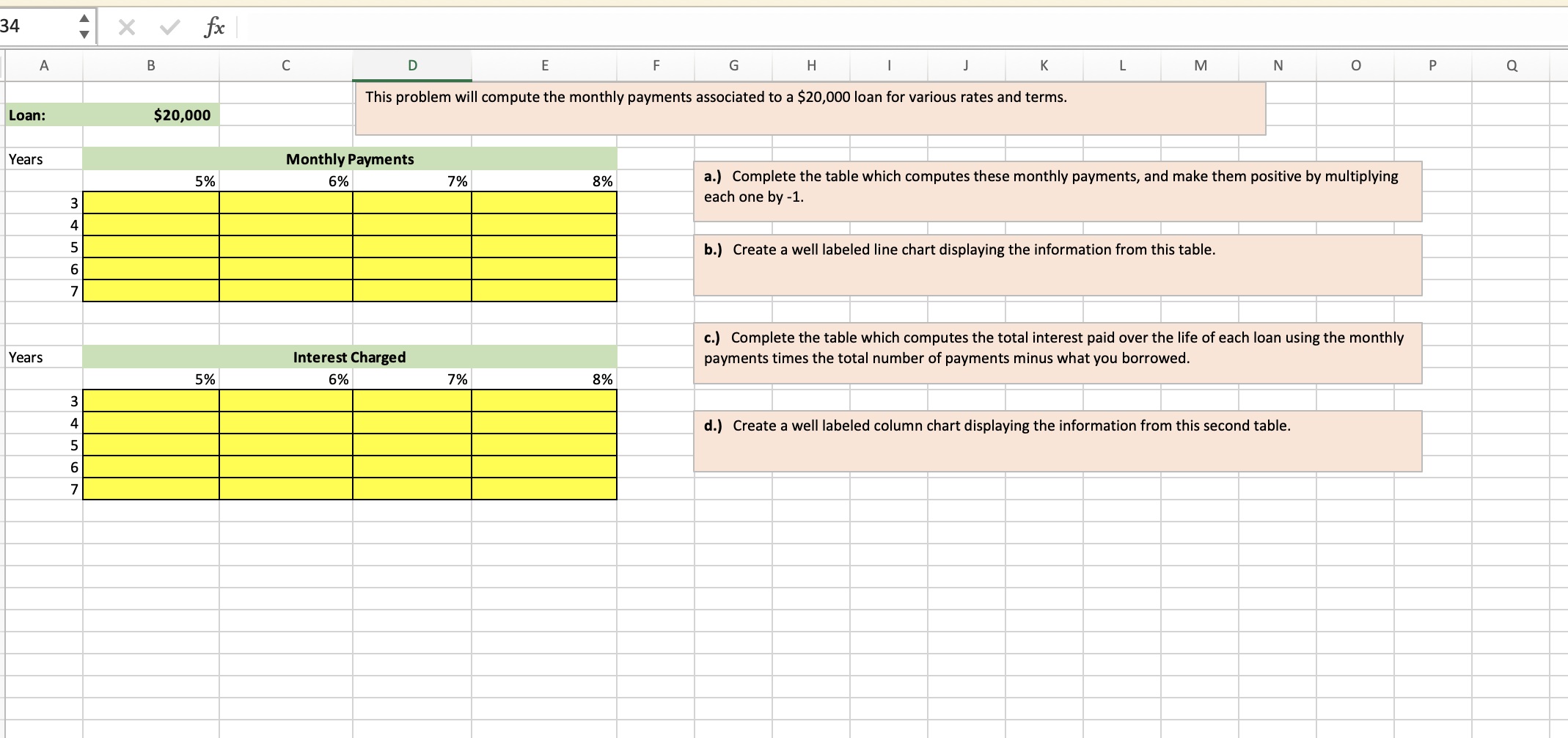  34 x fx B D E F. G H 1 J