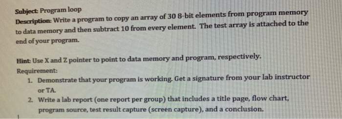 use atmelstudio Subject: Program loop Description: Write a program to copy an