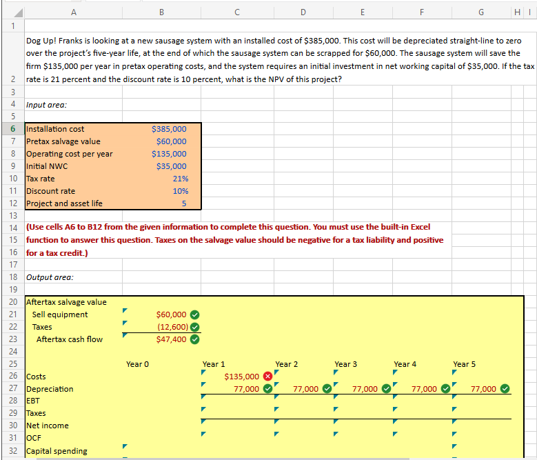 What am I missing for Costs - Year 1?